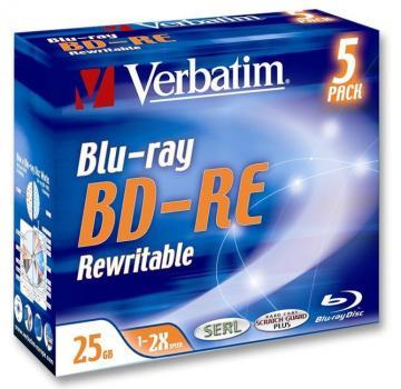 Verbatim 2x BD-RE Blank Blu-ray Discs - 5 Pack Jewel Case