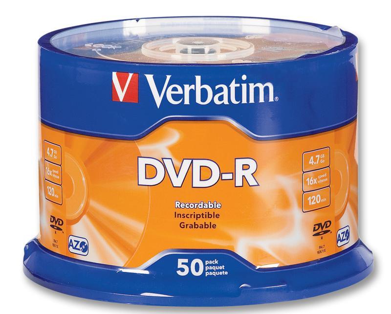 Verbatim 16x DVD-R Matt Silver Blank DVDs - 50 Pack Spindle