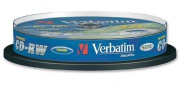 Verbatim 10x Hi-Speed CD-RW Blank CDs - 10 Pack Spindle