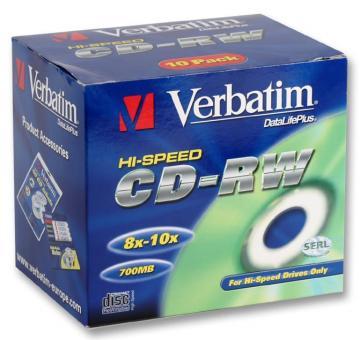 Verbatim 10x Hi-Speed CD-RW Blank CDs - 10 Pack Jewel Case