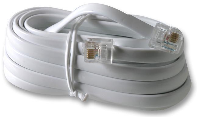 Pro Signal White RJ12 Plug to Plug Modem Cable - 5m
