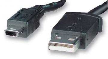 Pro Signal USB 2.0 A Male to Mini B Male Lead, 0.5m Black