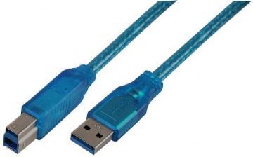 Pro Signal Transparent Blue 2m USB 3.0 A Male to B Male Lead