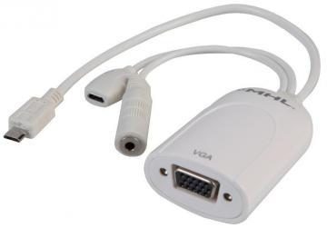 Pro Signal MHL Male to VGA & 3.5mm Stereo Jack Female Adapter - White