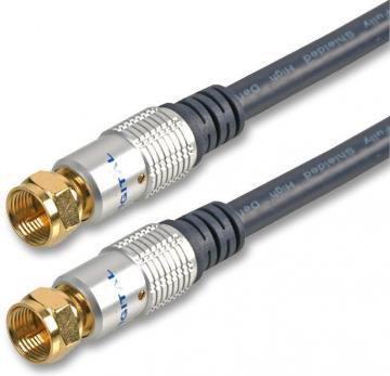 Pro Signal HQ F-Type Satellite Coaxial Lead Male to Male, 1m Blue