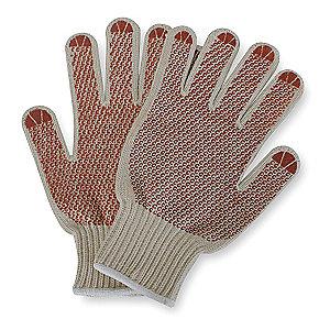 Condor Natural/Rust Knit Gloves, Polyester/Cotton, Size XL