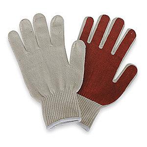 Condor Natural/Rust Knit Gloves, Polyester/Cotton, Size S, 10 Gauge