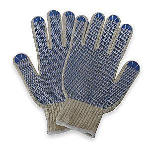 Condor Natural/Blue Knit Gloves, Polyester/Cotton, Size S