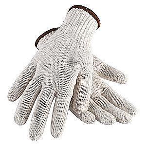 Condor Natural Reversible Standard Weight Knit Gloves, Polyester/Cotton, Size L