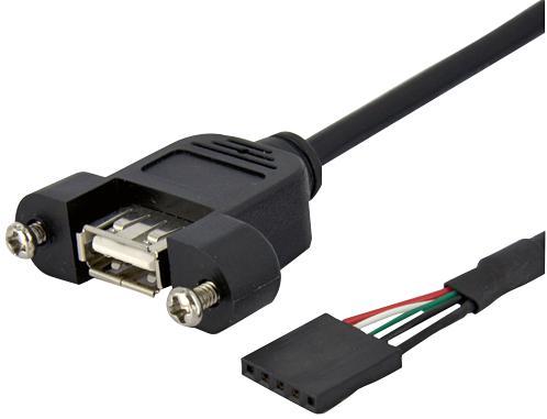 Startech 0.3m USB A Plug to USB A Chassis Mount Socket Lead