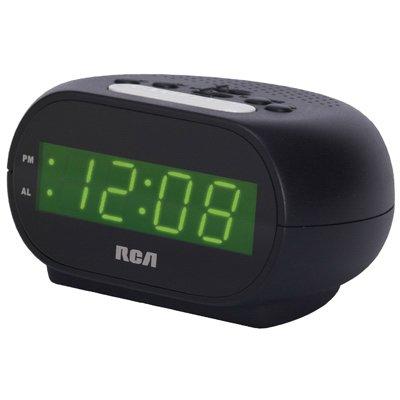 RCA Streamlined Alarm Clock, Green LED