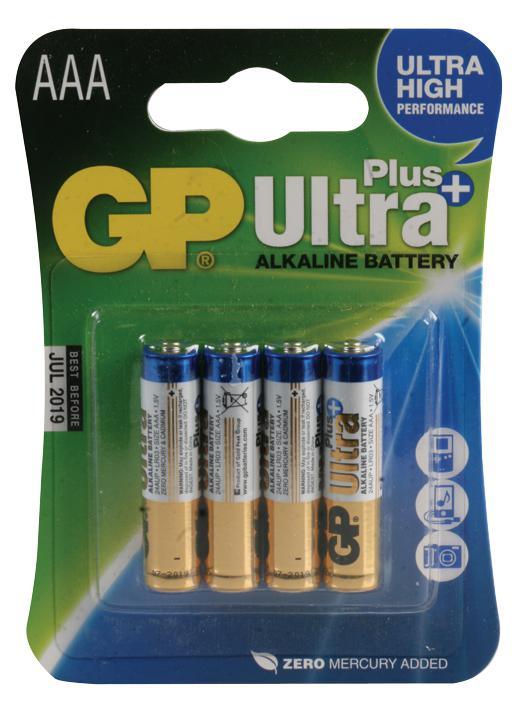 GP Ultra Plus Alkaline AAA Batteries 4 Pack