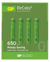 GP ReCyko+ NiMH Rechargeable AAA Batteries 650mAh 4 Pack