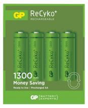 GP ReCyko+ NiMH Rechargeable AA Batteries 1300mAh 4 Pack