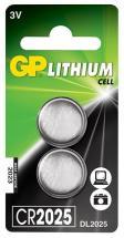 GP CR2025 Lithium Button Cell 3V Batteries Twin Pack