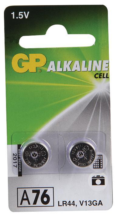GP Alkaline Button Cell 1.5V Batteries A76 LR44 2 Pack