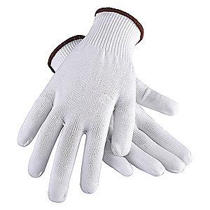 Condor White Reversible Knit Gloves, Polyester, Size S, 13 Gauge