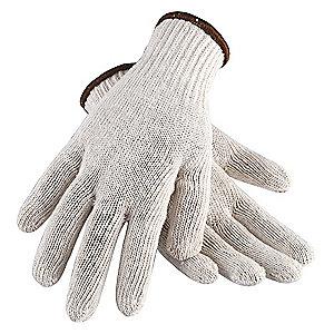 Condor Natural Reversible Knit Gloves, Polyester/Cotton, Size XL, 7 Gauge