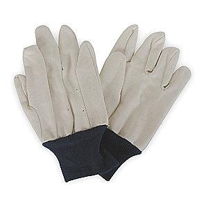 Condor Cotton Jersey Gloves, Knit Cuff, 12 oz, White/ Blue, L, PR 1