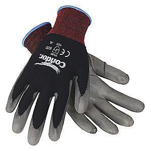Condor 15 Gauge Smooth Polyurethane Coated Gloves, XS, Gray/Black