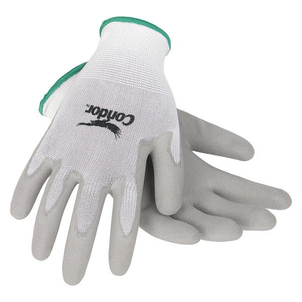 Condor 13 Gauge Smooth Polyurethane Coated Gloves, XL, White/Gray