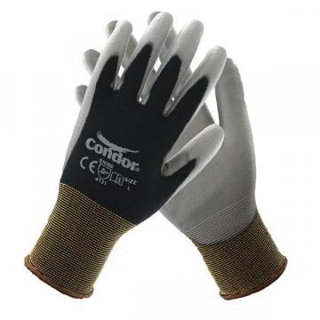 Condor 13 Gauge Smooth Polyurethane Coated Gloves, XL, Black/Gray