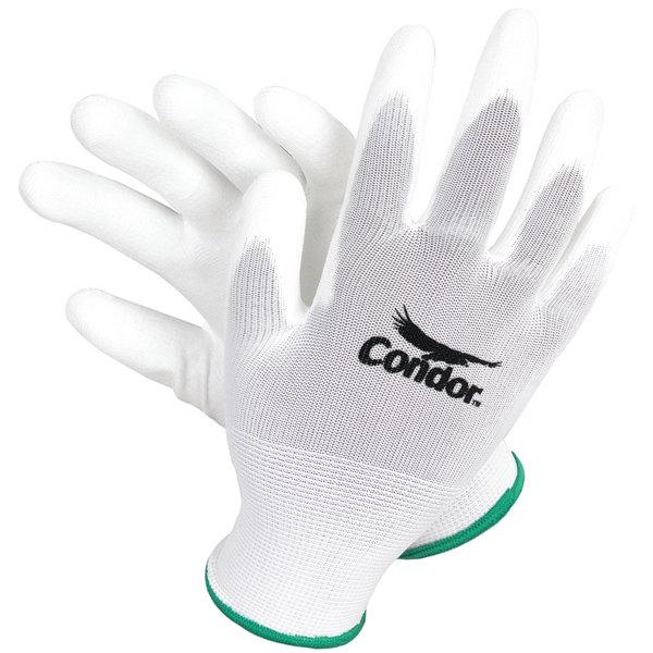 Condor 13 Gauge Smooth Polyurethane Coated Gloves, S, White/White