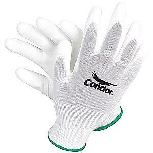 Condor 13 Gauge Smooth Polyurethane Coated Gloves, M, White/White