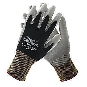 Condor 13 Gauge Smooth Polyurethane Coated Gloves, M, Black/Gray
