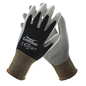 Condor 13 Gauge Smooth Polyurethane Coated Gloves, L, Black/Gray