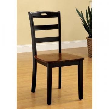 Furniture of America Zendell Black and Acacia Contoured Side Chair (Set of 2)