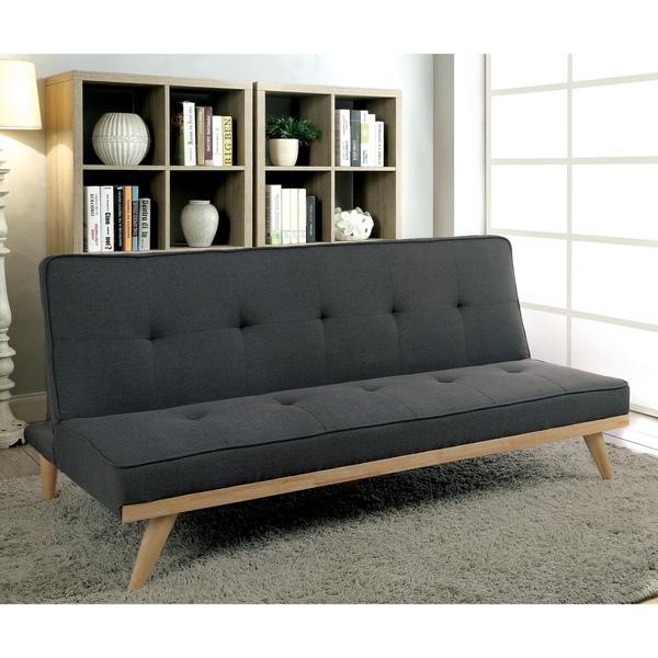 Furniture of America Talena Mid-century Tufted Linen-like Fabric Futon Sofa