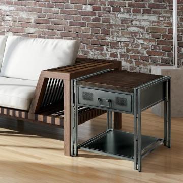 Furniture of America Starke Industrial Style Grey Silver Metal End Table