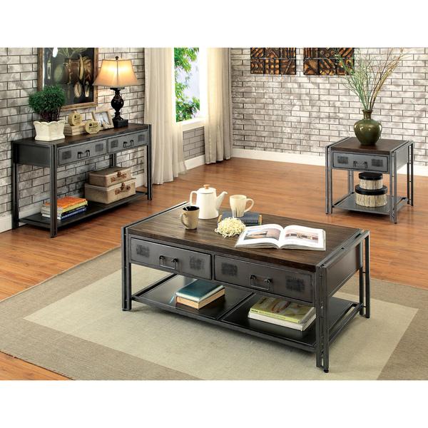 Furniture of America Starke Industrial Style 3-piece Metal Accent Table Set