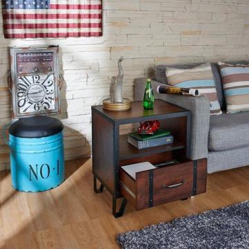 Furniture of America Sivenza Vintage Walnut Industrial End Table