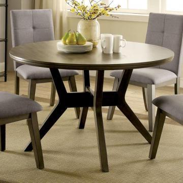 Furniture of America Remi Mid-Century Modern Angular Grey Round Dining Table