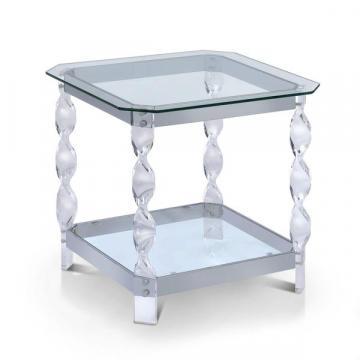 Furniture of America Monrow Contemporary Clear Glass/Chrome End Table