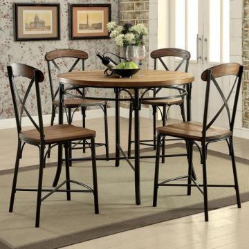 Furniture of America Merrits Industrial Style Bronze Round Counter Height Table