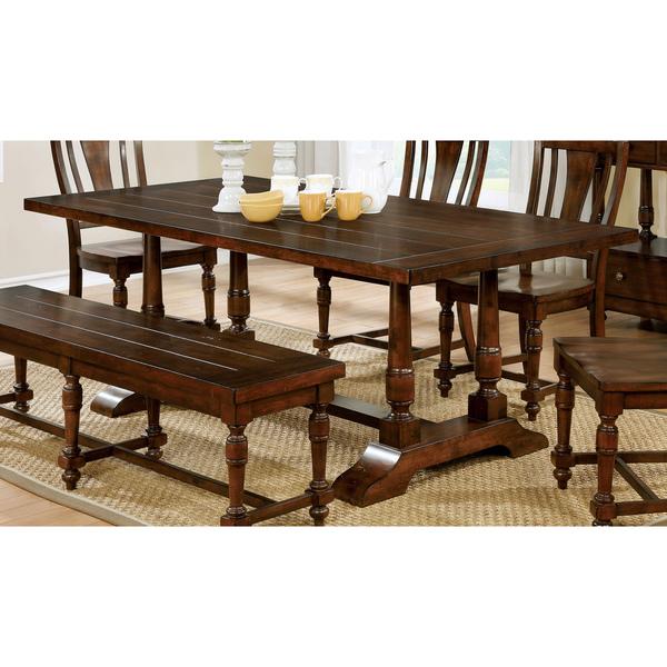Furniture of America Lumin Rustic Country Style Brown Cherry Dining Table