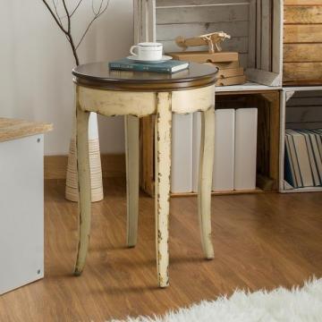 Furniture of America Lira Vintage Style Two-Tone Round Side Table
