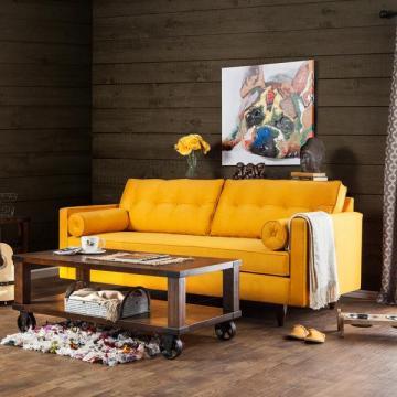 Furniture of America Kalinda Modern Mid-Century Sunshine Gold Sofa