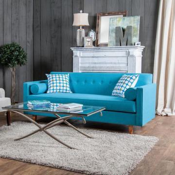 Furniture of America Idalia Modern Mid-Century Turquoise Blue Sofa