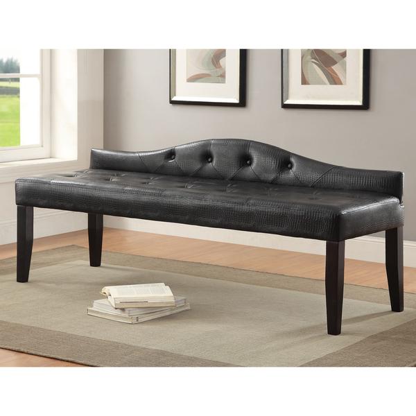Furniture of America Huntress Crocodile Leatherette Button Tufted 64-inch Bench