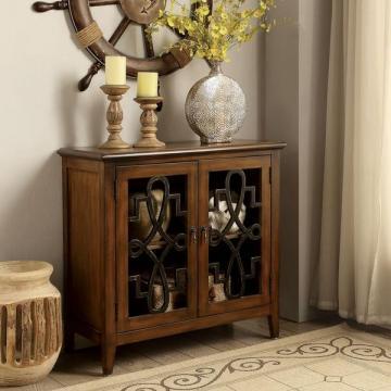 Furniture of America Geranium Vintage Decorative 2-shelf Brown Storage Cabinet