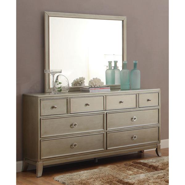 Furniture of America Estevia Contemporary Silver Grey Dresser & Mirror Set