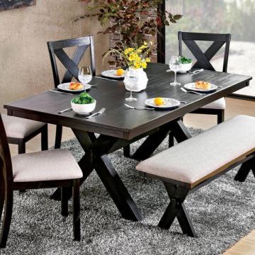 Furniture of America Dasni Transitional X-base Brushed Black Dining Table