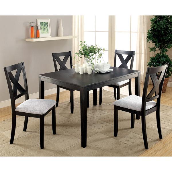 Furniture of America Dasni Contemporary 5-piece X-style Brushed Black Dining Set