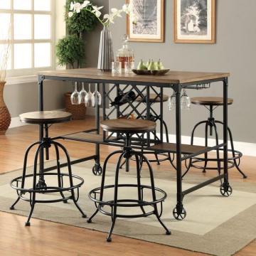 Furniture of America Daimon Industrial Wine Rack Counter Height Dining Table