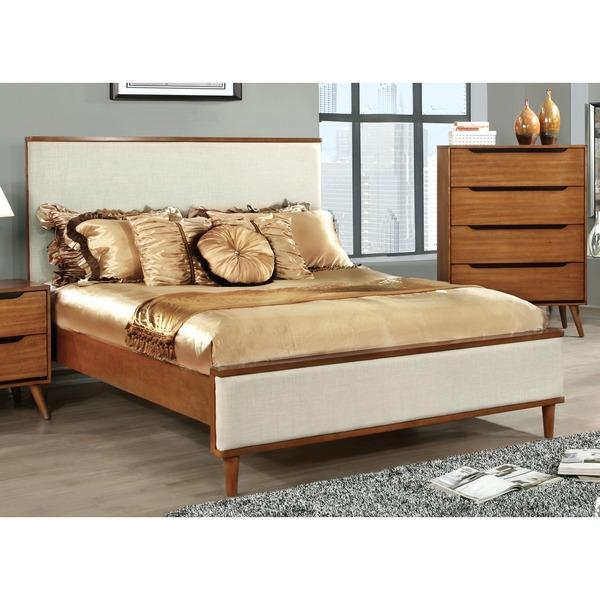 Furniture of America Corrine II Mid-Century Upholstered King-size Platform Bed