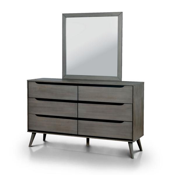 Furniture of America Corrine 2-piece Mid-Century Modern Dresser and Mirror Set